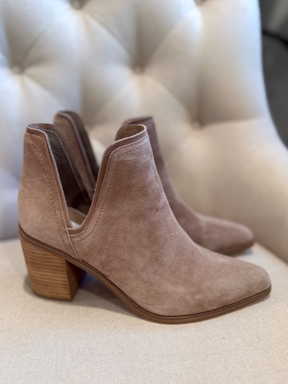 Steve Madden Dusty Taupe Suede Cutout Ankle Booties
